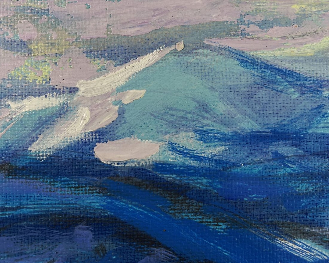Acrylic painting Winter ski resort Mykhailo Patskan - 5
