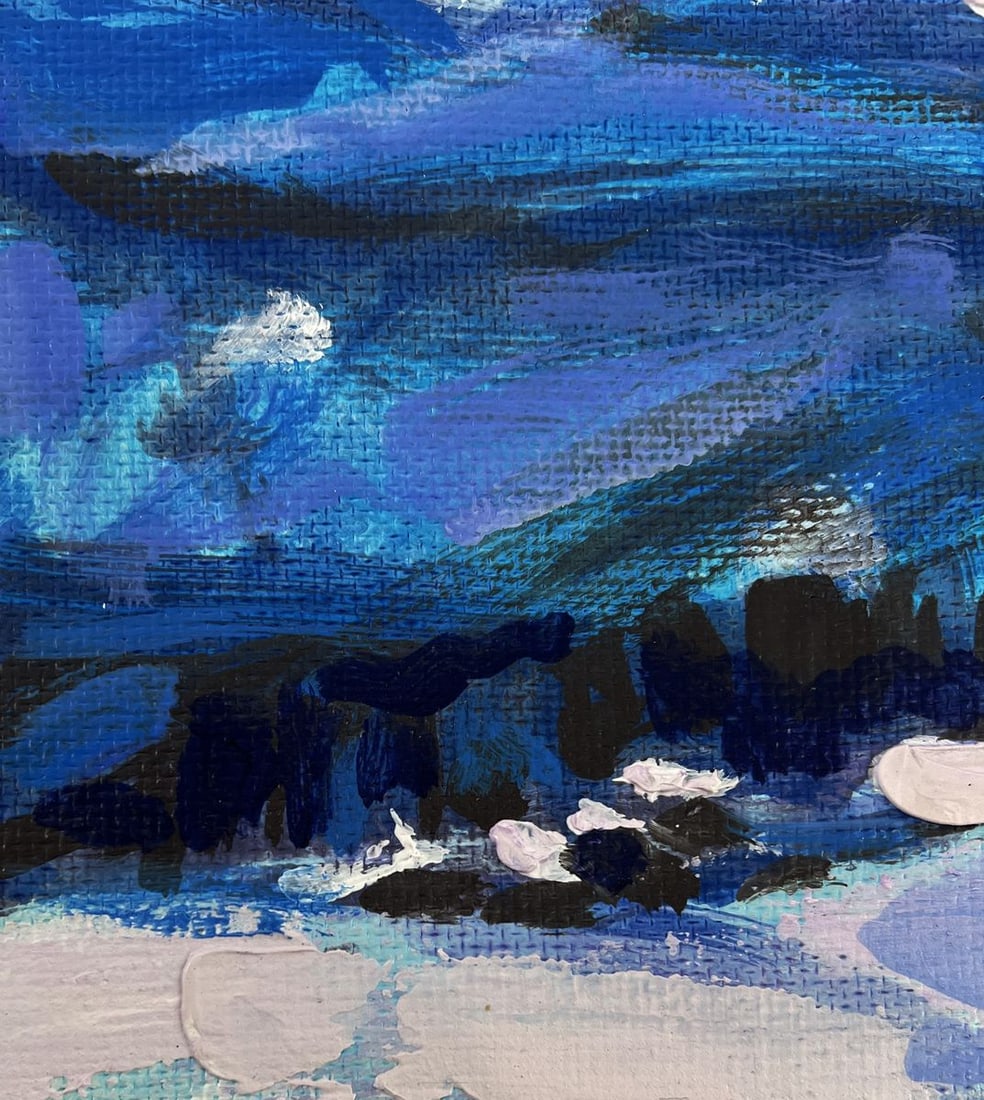 Acrylic painting Winter ski resort Mykhailo Patskan - 7