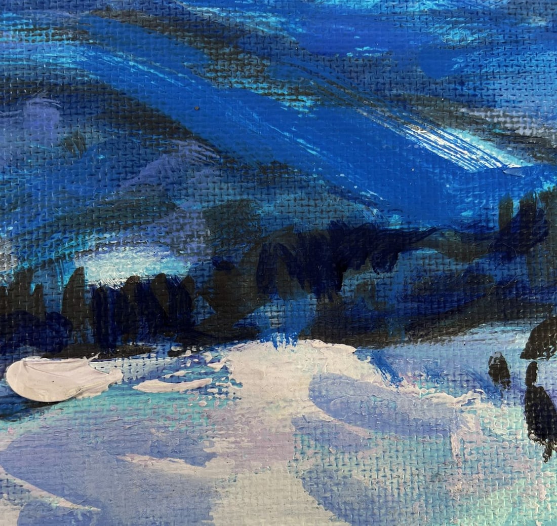 Acrylic painting Winter ski resort Mykhailo Patskan - 8