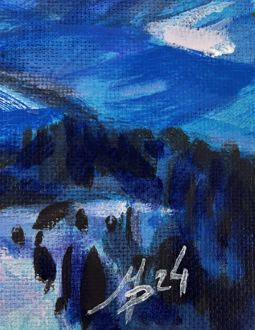 Acrylic painting Winter ski resort Mykhailo Patskan - 9