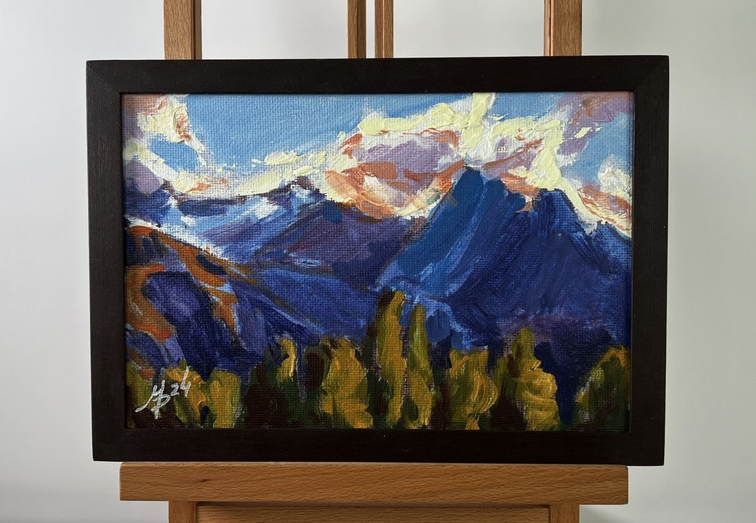 Acrylic painting Enjoying the mountain views Mykhailo Patskan (1 of 10)