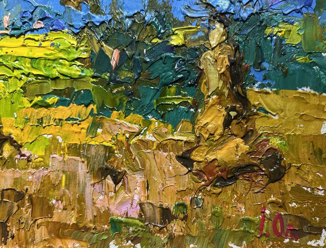 Oil painting Haystack and mountains Alex Kalenyuk - 9