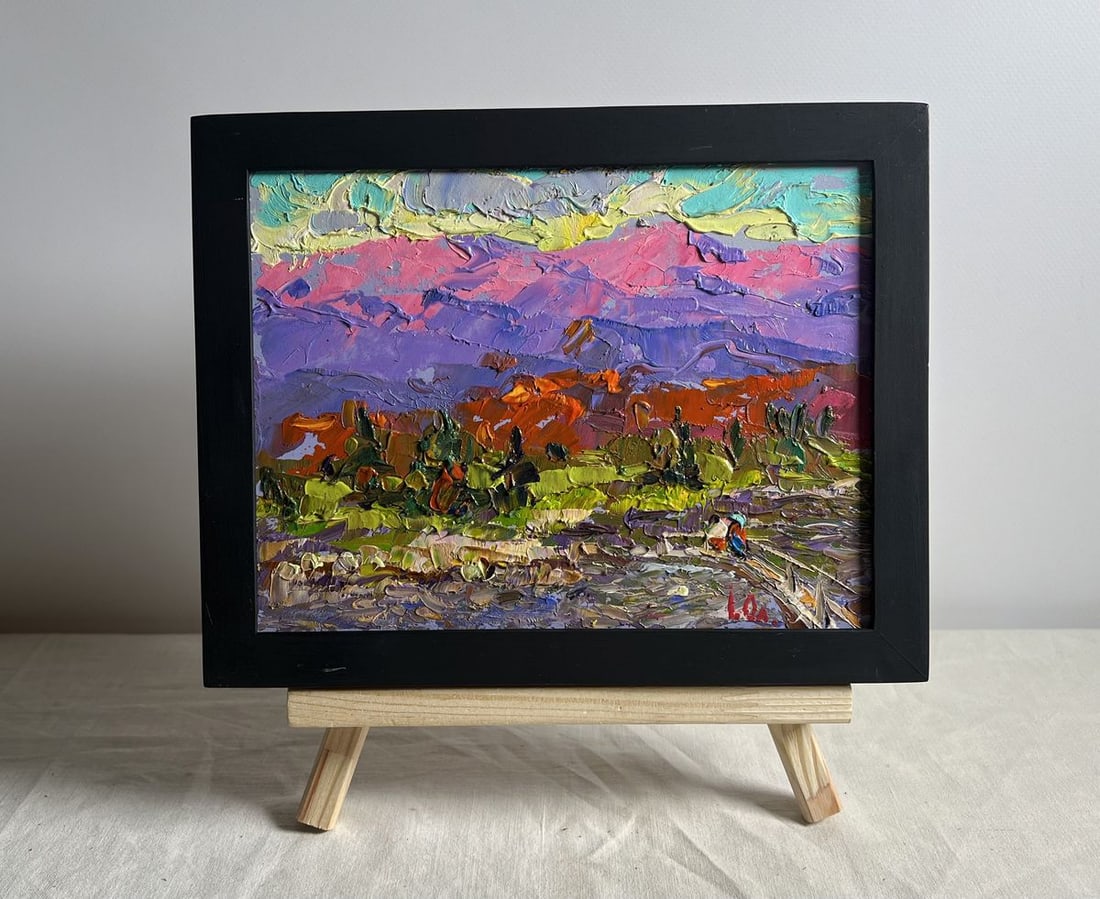 Oil painting Fresh mountain stream Alex Kalenyuk: Title: Oil painting Fresh mountain stream Alex Kalenyuk Description: NoAAA4042This oil painting cardboard, titled "Fresh mountain stream", the impasto technique brings depth to the painting, allowing 