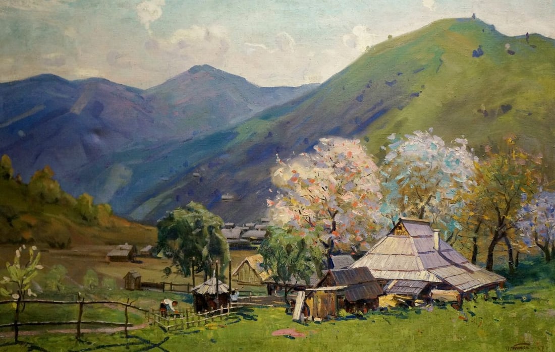 Oil painting Hut in the mountains Tyukha Ivan Andreevich: Title: Oil painting Hut in the mountains Tyukha Ivan Andreevich Description: NoVern 1298 *** ABOUT THIS PAINTING *** * TITLE: "Hut in the mountains" * ARTISTS: Tyukha Ivan Andreevich * SIZE: 90x135 cm