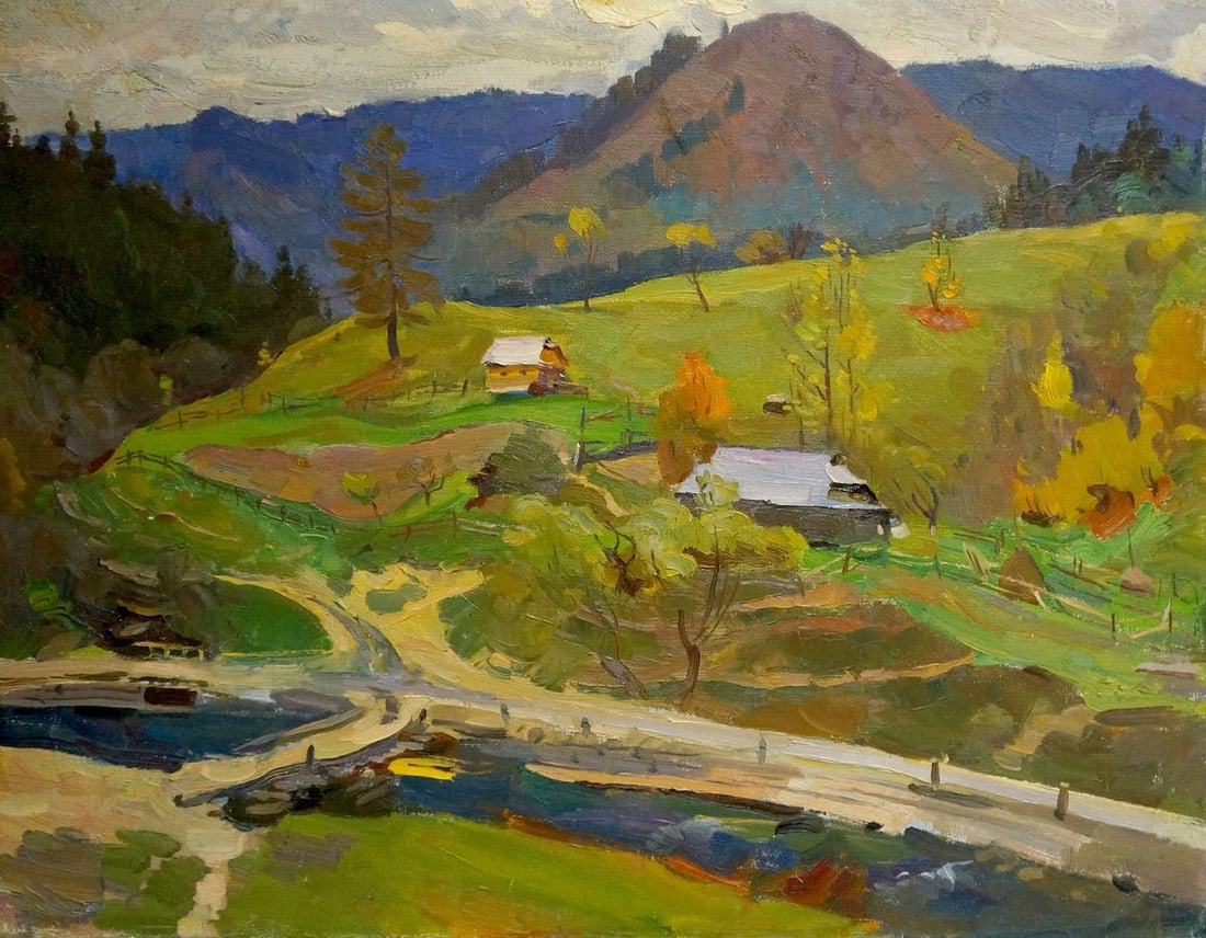 Oil painting Mountain village Shutev Ivan Mikhailovich (1 of 8)