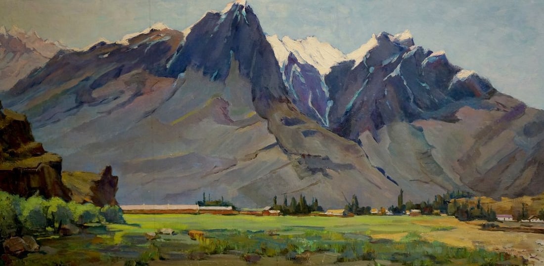 Oil painting Mountain landscape Buryak V.V.: Title: Oil painting Mountain landscape Buryak V.V. Description: NoVern 1394 *** ABOUT THIS PAINTING *** * TITLE: "Mountain landscape" * ARTISTS: Buryak V.V. * SIZE: 70x140 cm/'27.55x55.11 inches' *