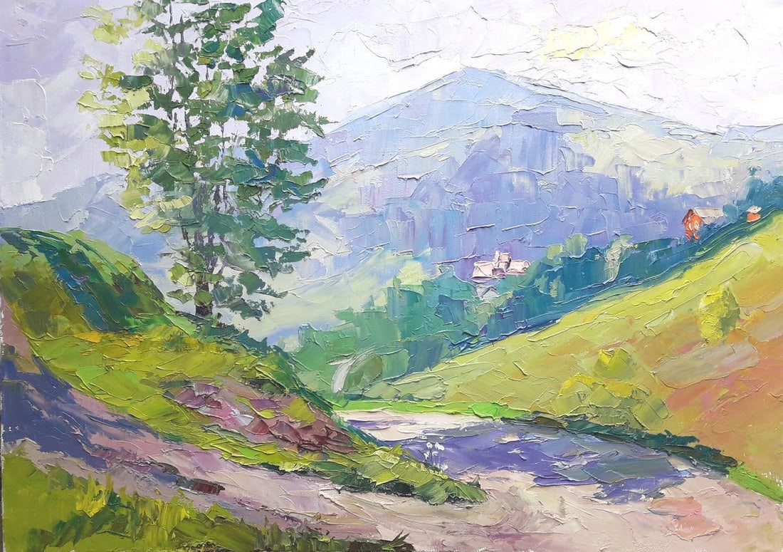Oil painting Carpathian air Serdyuk Boris Petrovich: Title: Oil painting Carpathian air Serdyuk Boris Petrovich Description: NoSERB 374 * TITLE: "Carpathian air" * ARTISTS: Serdyuk Boris Petrovich * SIZE: 50x70 cm/'19.68x27.55 inches' * MEDIUM: oil, can