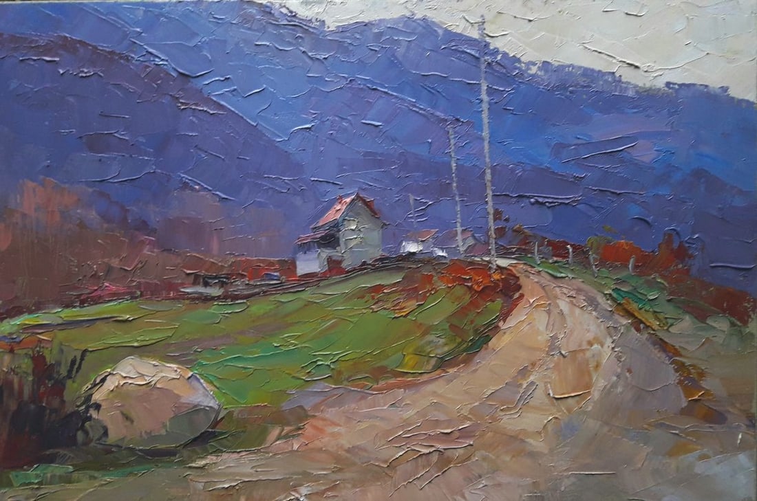 Oil painting Transcarpathian village Serdyuk Boris Petrovich: Title: Oil painting Transcarpathian village Serdyuk Boris Petrovich Description: NoSERB 431 *** ABOUT THIS PAINTING *** * TITLE: "Transcarpathian village" * ARTISTS: Serdyuk Boris Petrovich * SIZE: