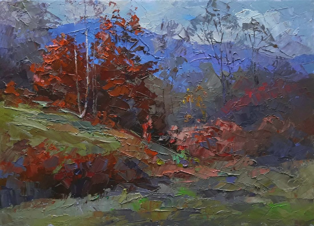 Oil painting Burning autumn Serdyuk Boris Petrovich: Title: Oil painting Burning autumn Serdyuk Boris Petrovich Description: NoSERB 438 *** ABOUT THIS PAINTING *** * TITLE: "Burning autumn" * ARTISTS: Serdyuk Boris Petrovich * SIZE: 50x70 cm/'19.68x27.5