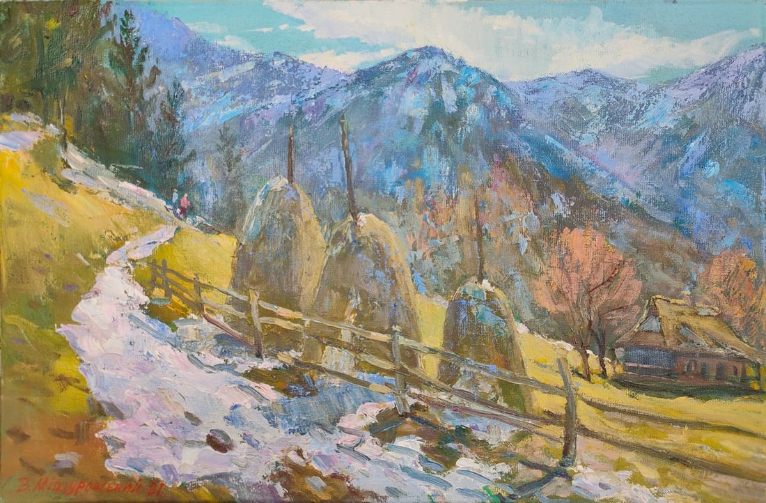 Oil painting spring in the Carpathians Mishurovsky V. V.: Title: Oil painting spring in the Carpathians Mishurovsky V. V. Description: No11 *** ABOUT THIS PAINTING *** * TITLE: "spring in the Carpathians" * ARTISTS: Mishurovsky V. V. * SIZE:40x60 cm/ 15.74x2