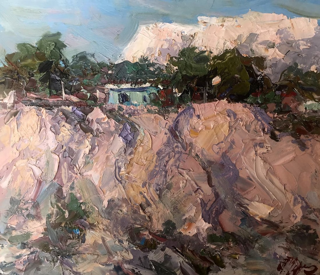 Oil painting A house in the mountains Alexander Nikolaevich Cherednichenko: Title: Oil painting A house in the mountains Alexander Nikolaevich Cherednichenko Description: NoAAA2802"House in the Mountains" is an exquisite oil painting that captures the serene beauty of a