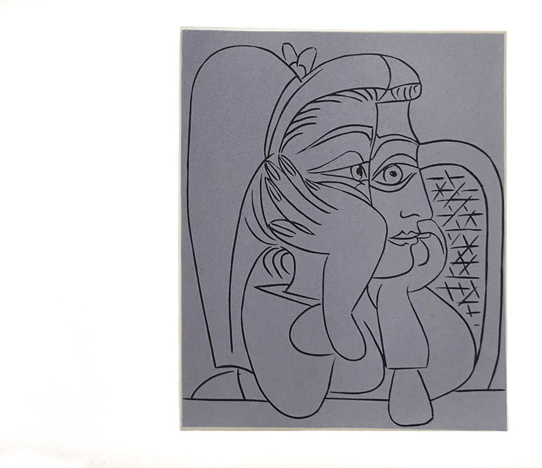 Picasso 19 Femme Accoudee: Title: Picasso 19 Femme Accoudee Description: Artist: Pablo Picasso. Country: Spain. Title: Femme Accoudee. Medium: Multichrome - 19. Marks: Not signed, not numbered. Paper size 12.50 x 15 inch on hea