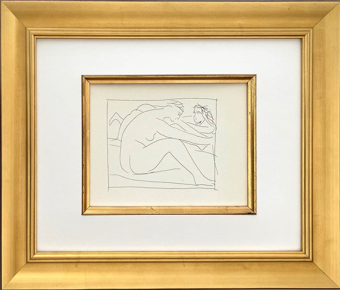 Picasso 25 Two female figures framed: Title: Picasso 25 Two female figures framed Description: Title: Two female figures. Artist: Pablo Picasso (after). Country: Spain. Medium: Facsimile ? 25. Marks: Not signed, not numbered. Paper Size: