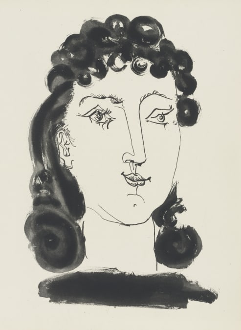 1985 Picasso Heliogravure 13 Woman-with-curly-hair: Title: 1985 Picasso Heliogravure 13 Woman-with-curly-hair Description: Artist: Pablo Picasso Country: Spain Medium: Heliogravure 13 Marks: Not signed, not numbered Paper Size: 15 x 11 inches on heavy 