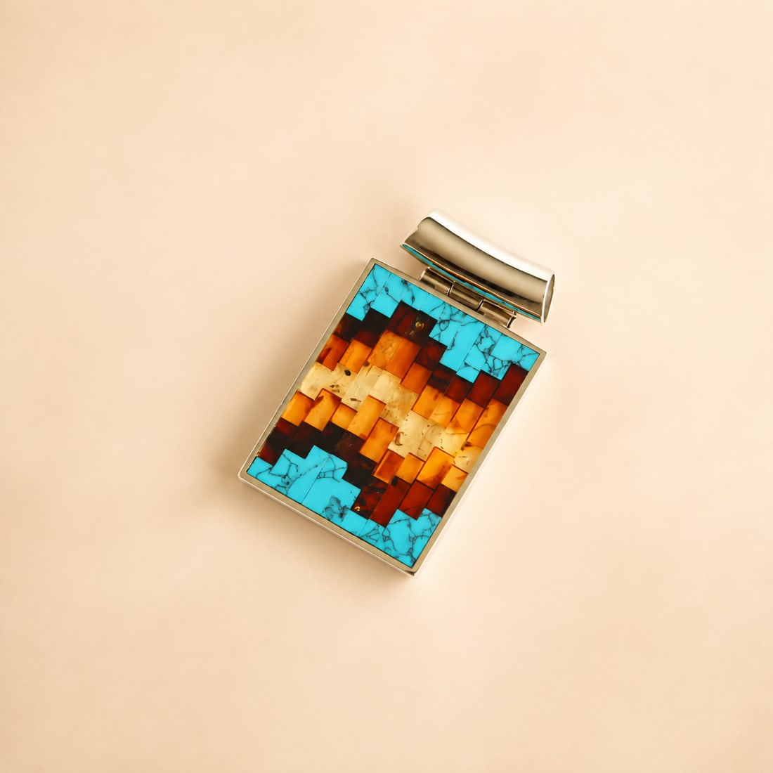 Baltic Amber and Turquoise Necklace- Sterling Silver - 4