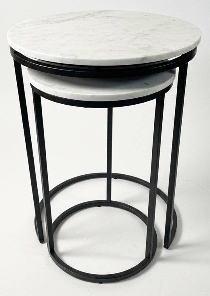 Set of Two Contemporary Marble and Metal Nesting Tables (1 of 6)