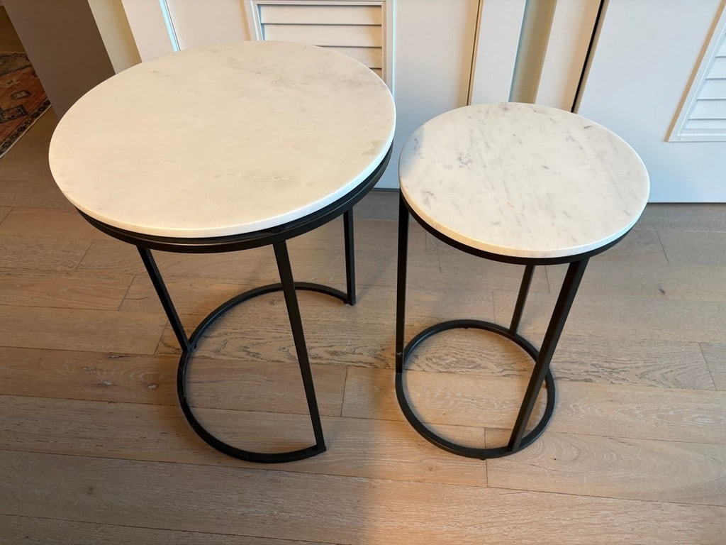 Set of Two Contemporary Marble and Metal Nesting Tables - 3