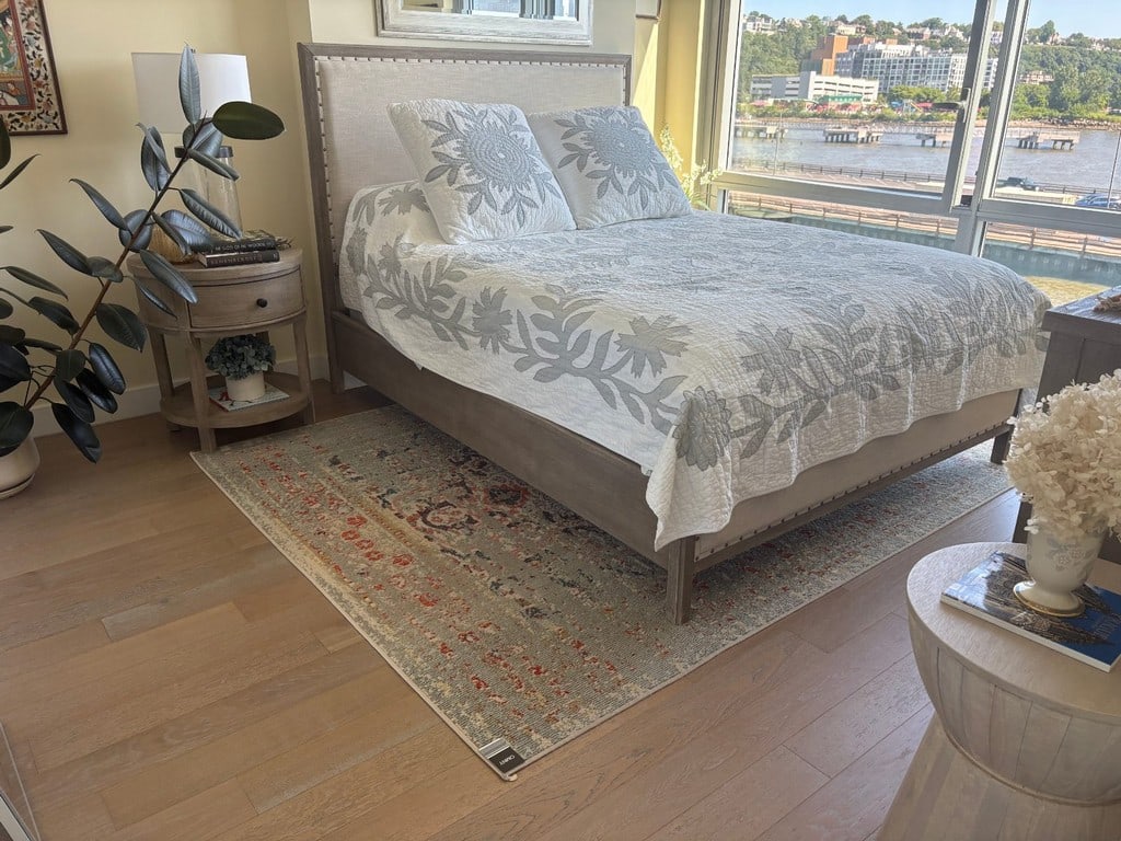 Contemporary Abstract Gray, Orange, and Blue Area Rug - 5