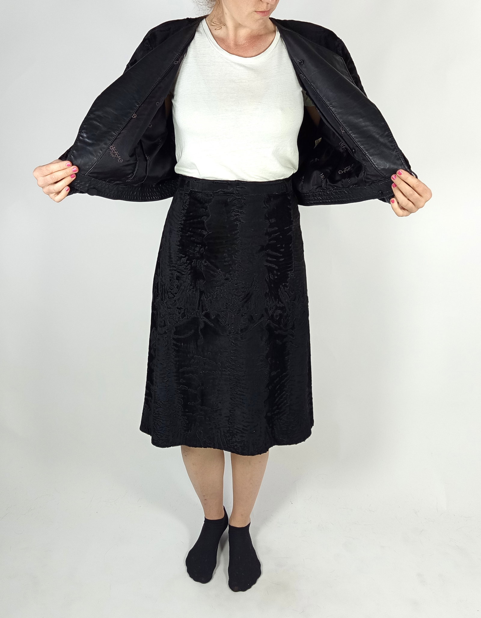 BROADTAIL PERSIAN LAMB FUR JACKET & SKIRT EU: L ; US: 16 - 6