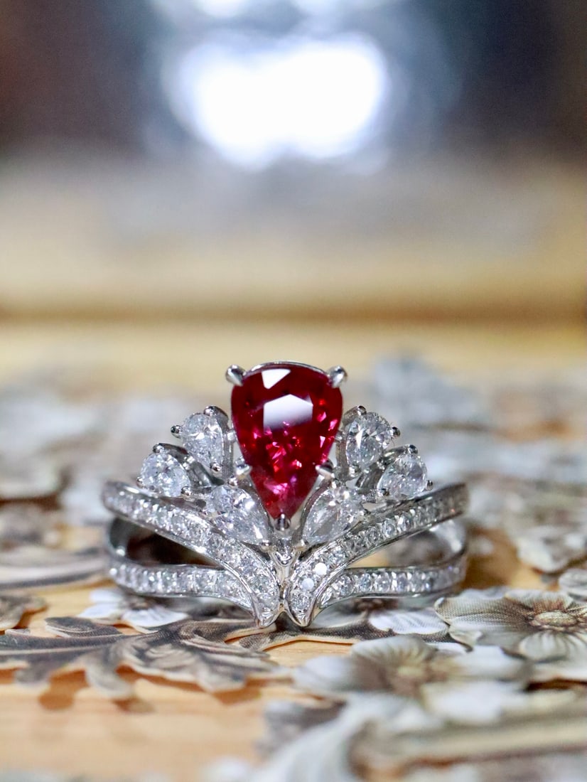 Platinum Unheated Ruby Ring - 2