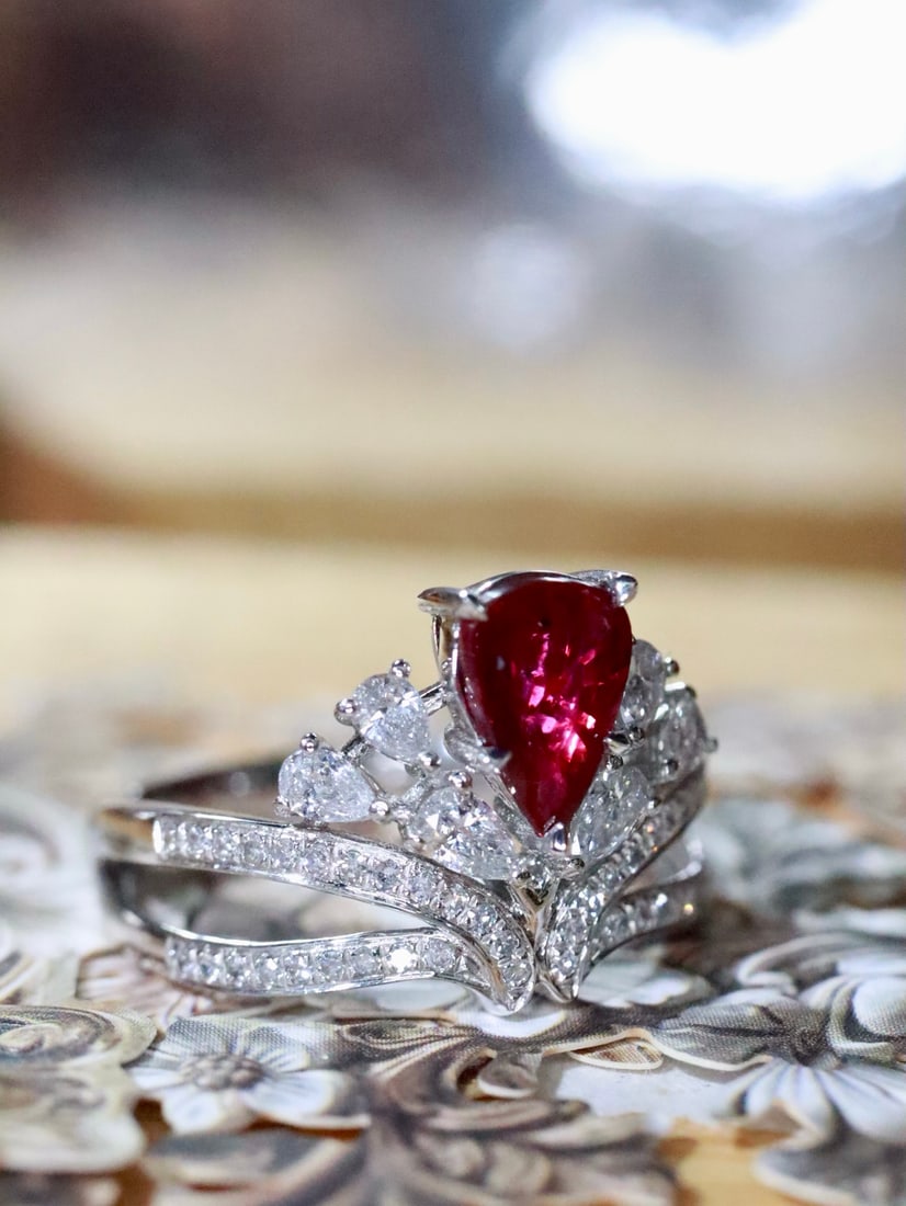 Platinum Unheated Ruby Ring - 4