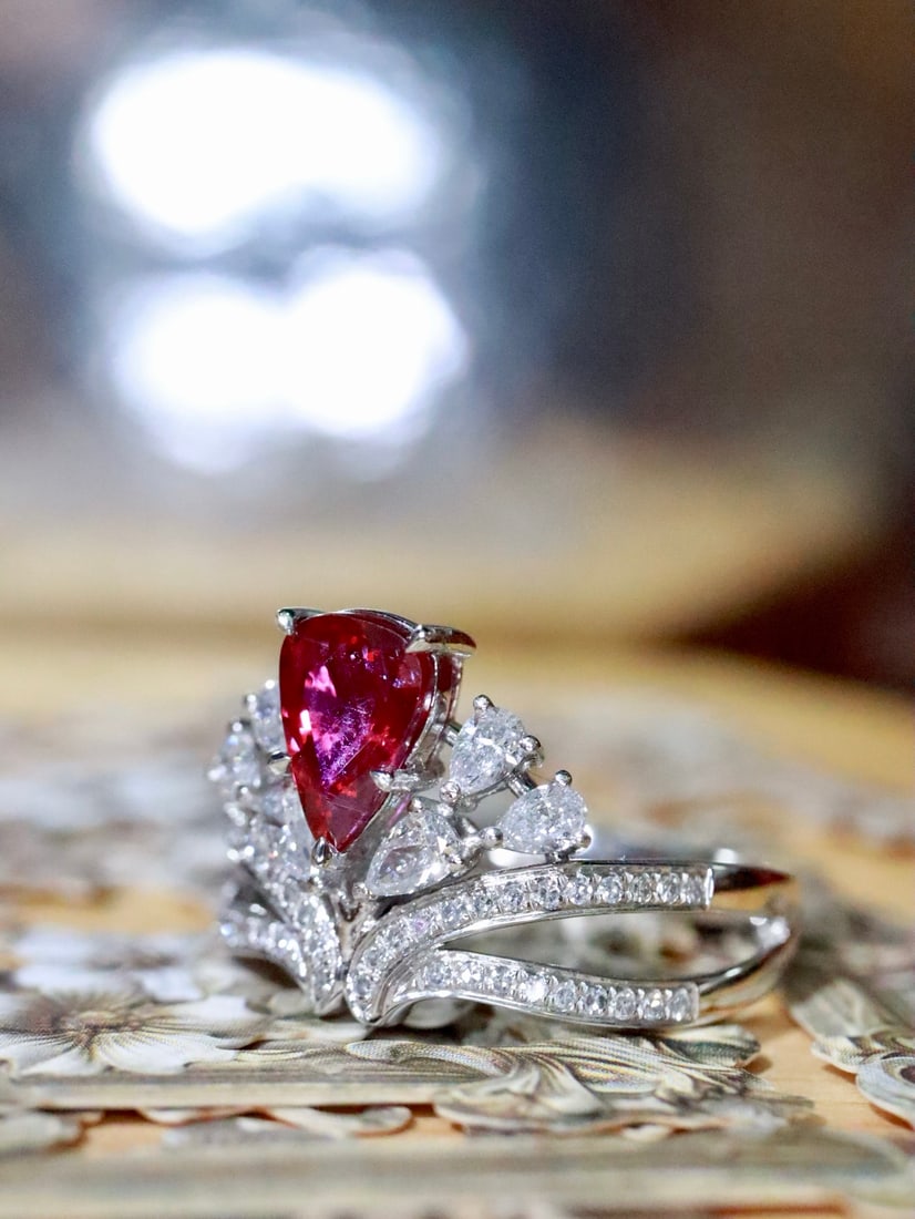 Platinum Unheated Ruby Ring - 5