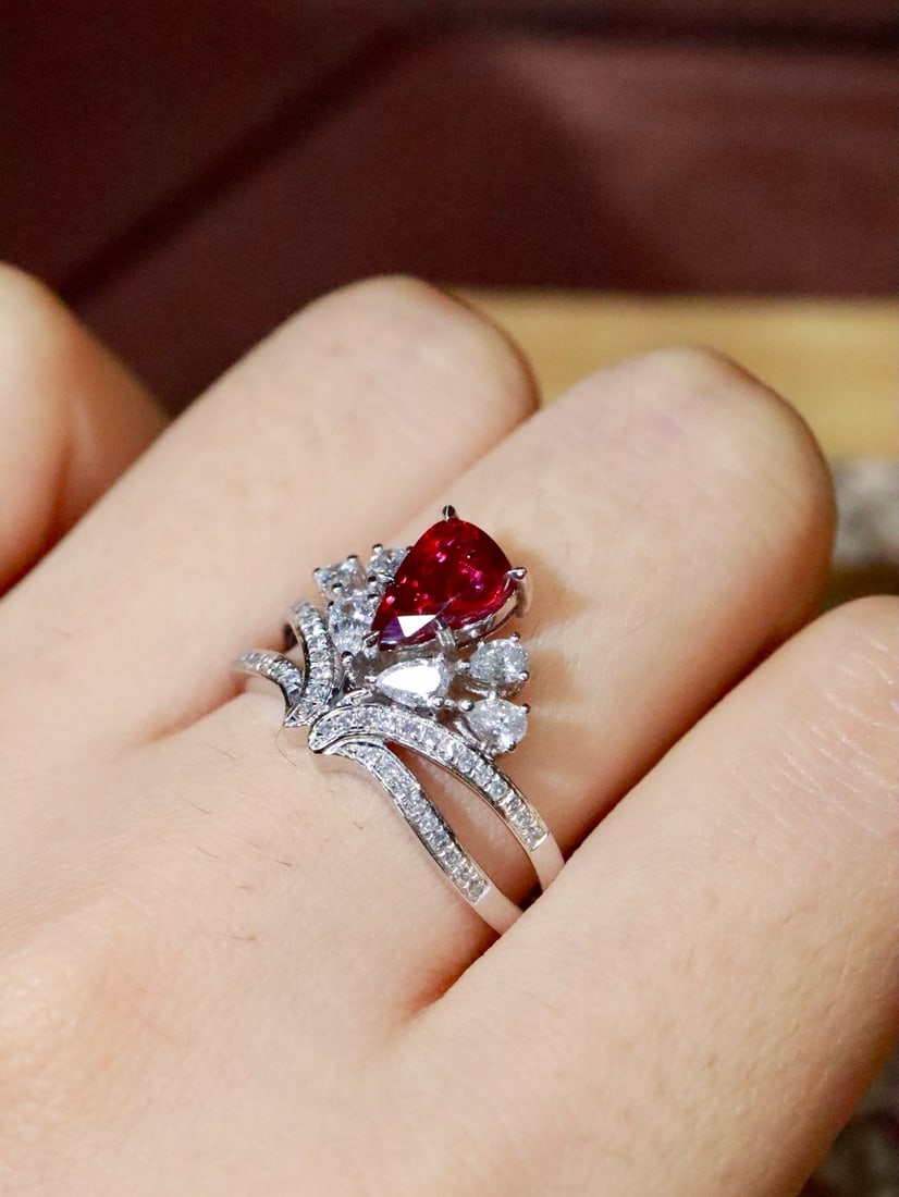Platinum Unheated Ruby Ring - 6