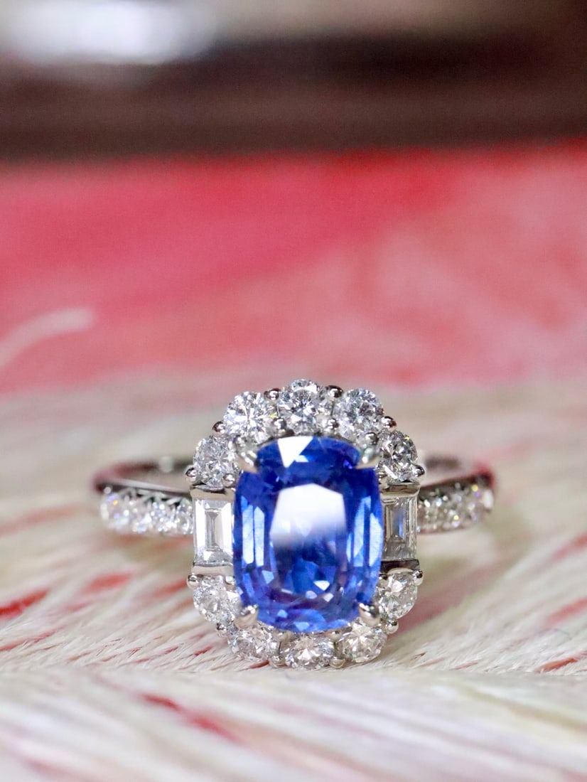 Platinum Natural Sapphire Ring - 2