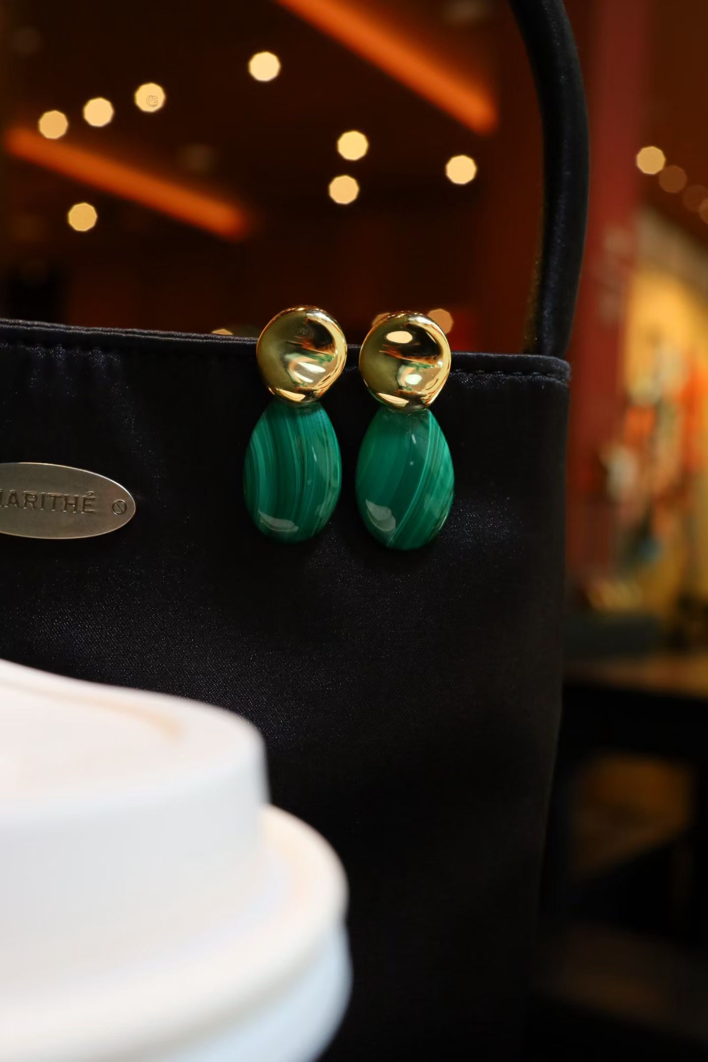 Silver Malachite Earrings - 7