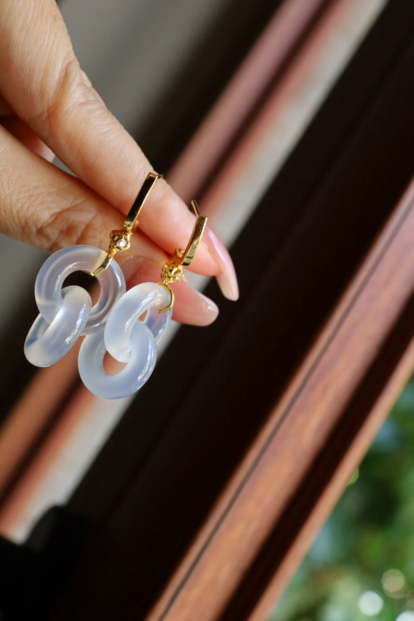 Natural Chalcedony Earrings - 2
