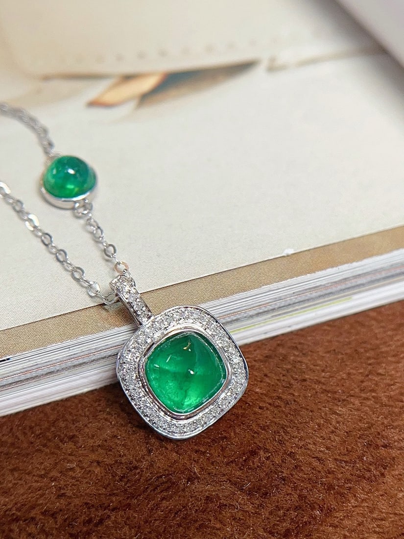 18K Gold Emerald Necklace - 2