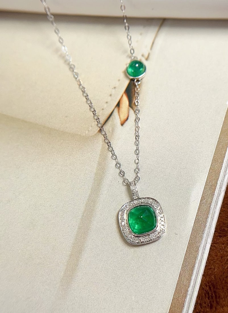 18K Gold Emerald Necklace - 4