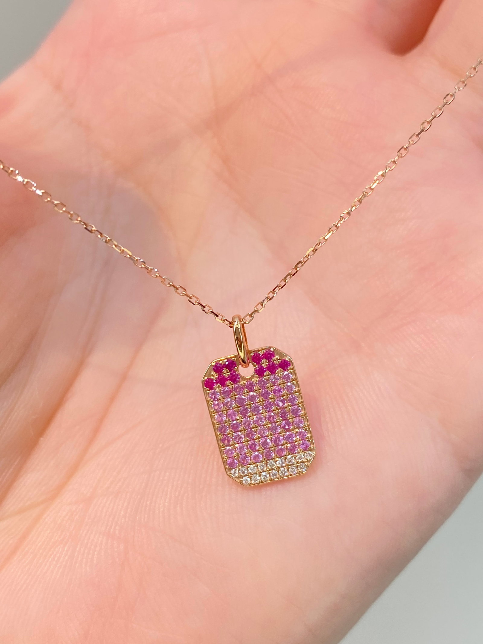 18K Gold Light Blue Sapphire Pendant - 7
