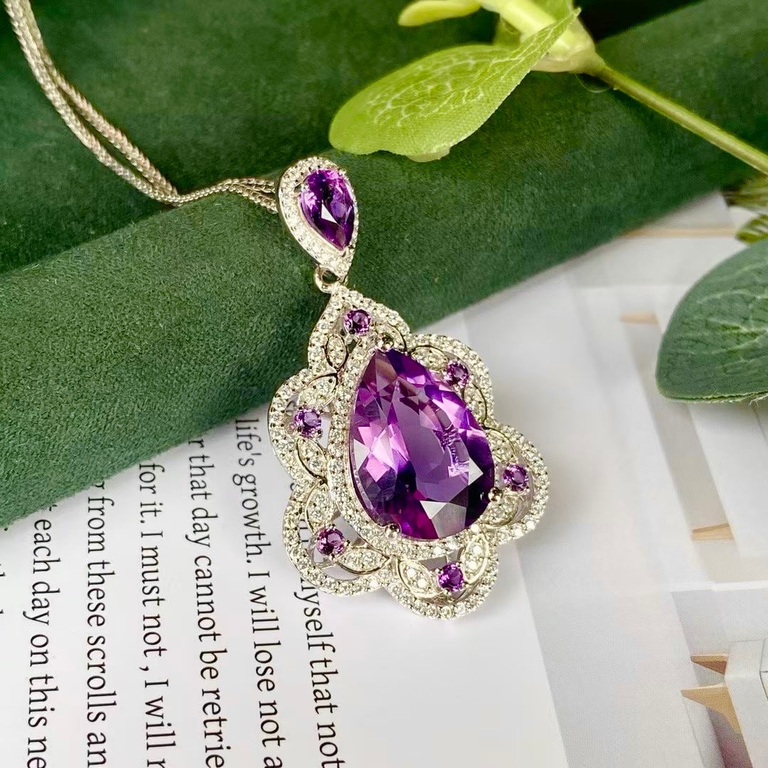 925 Silver Amethyst Pendant - 2