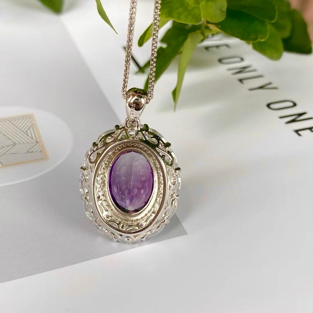 925 Silver Natural Amethyst Pendant - 2
