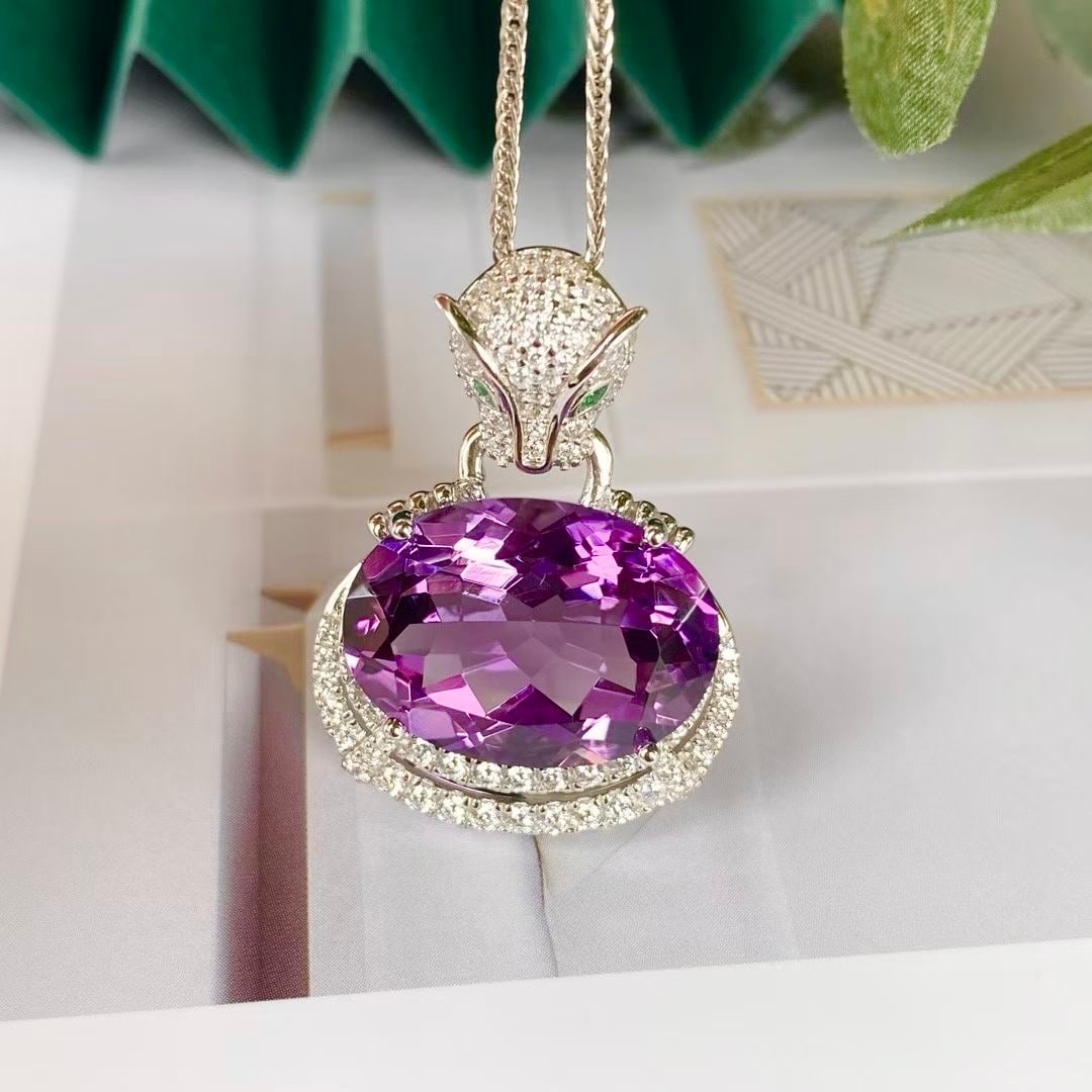 925 Silver Amethyst Pendant - 2