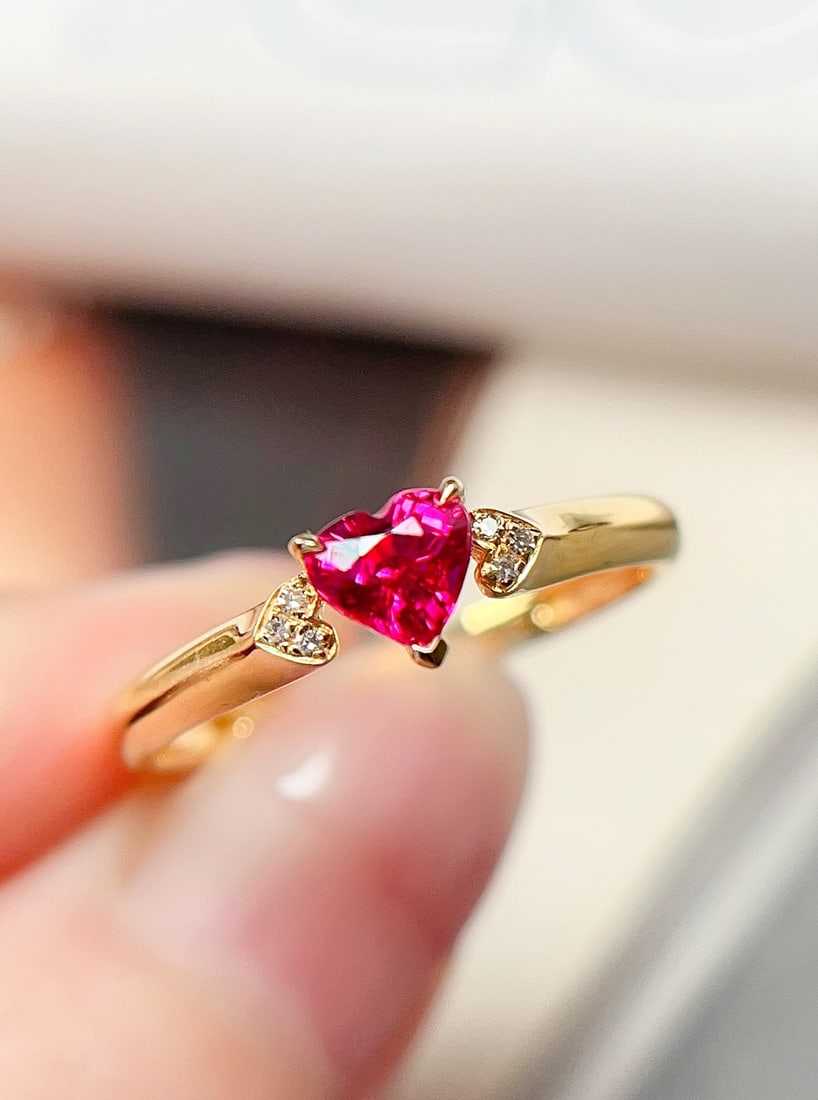 18K Gold Natural Unheated Ruby Ring - 2
