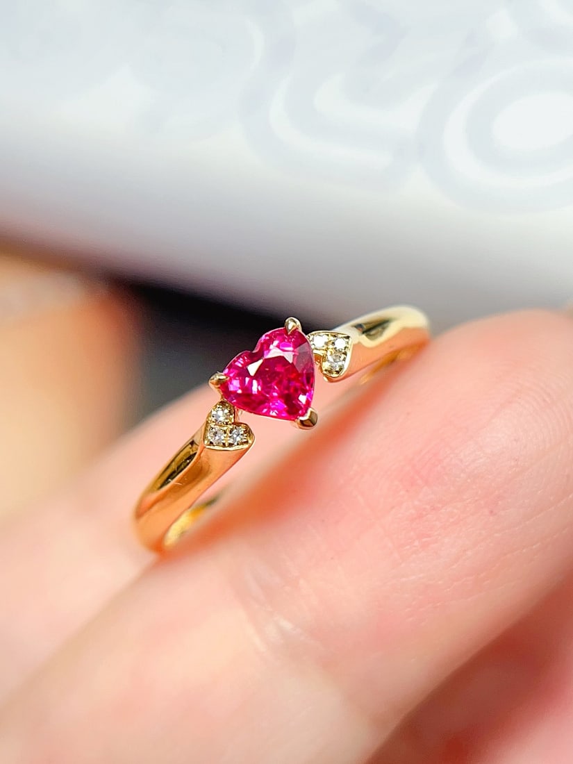18K Gold Natural Unheated Ruby Ring - 4