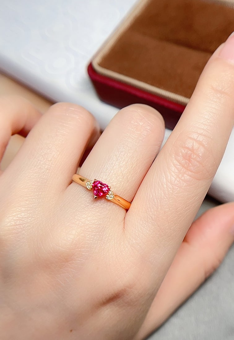 18K Gold Natural Unheated Ruby Ring - 5