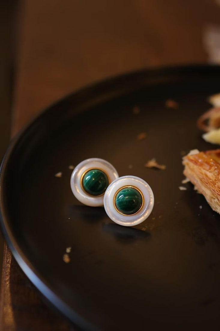 Natural Malachite Earrings - 2
