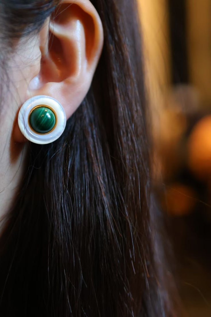 Natural Malachite Earrings - 7