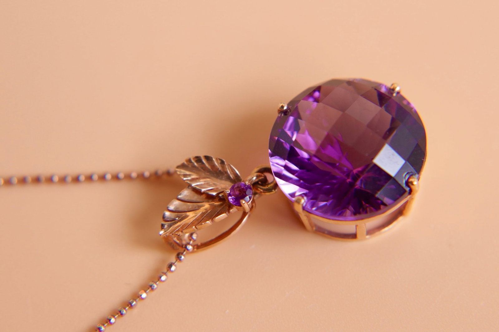 18K Gold Amethyst Pendant - 5