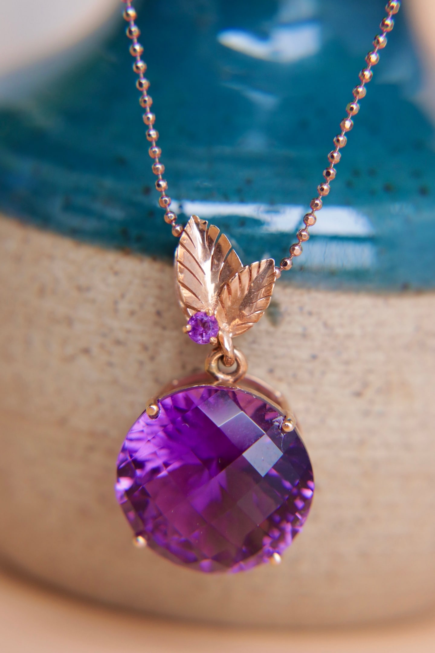 18K Gold Amethyst Pendant - 6