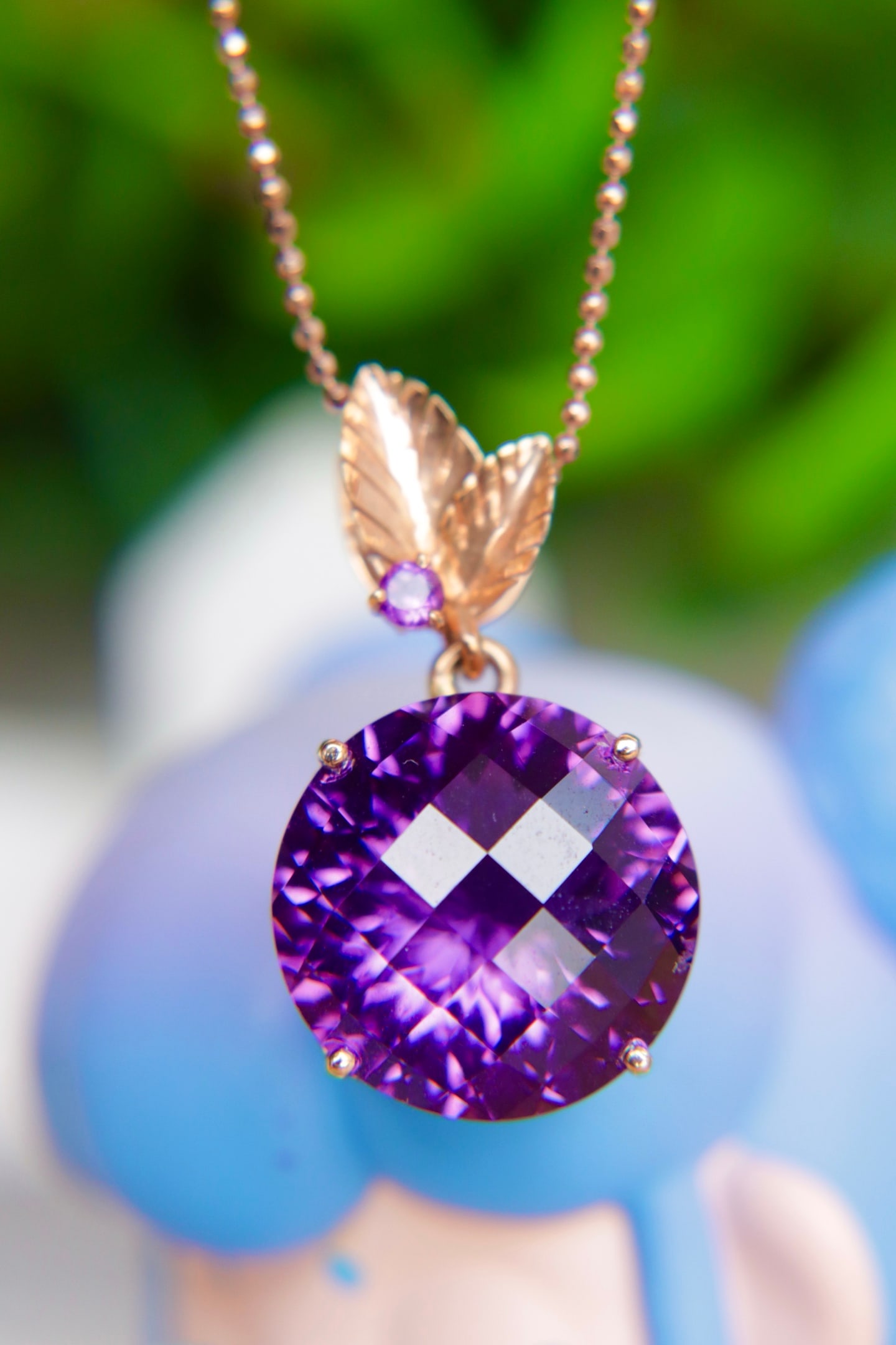 18K Gold Amethyst Pendant - 7