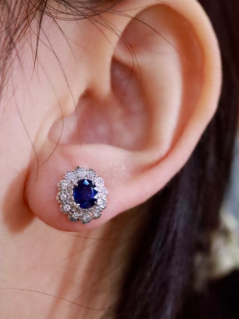 Platinum Natural Sapphire Earrings - 5