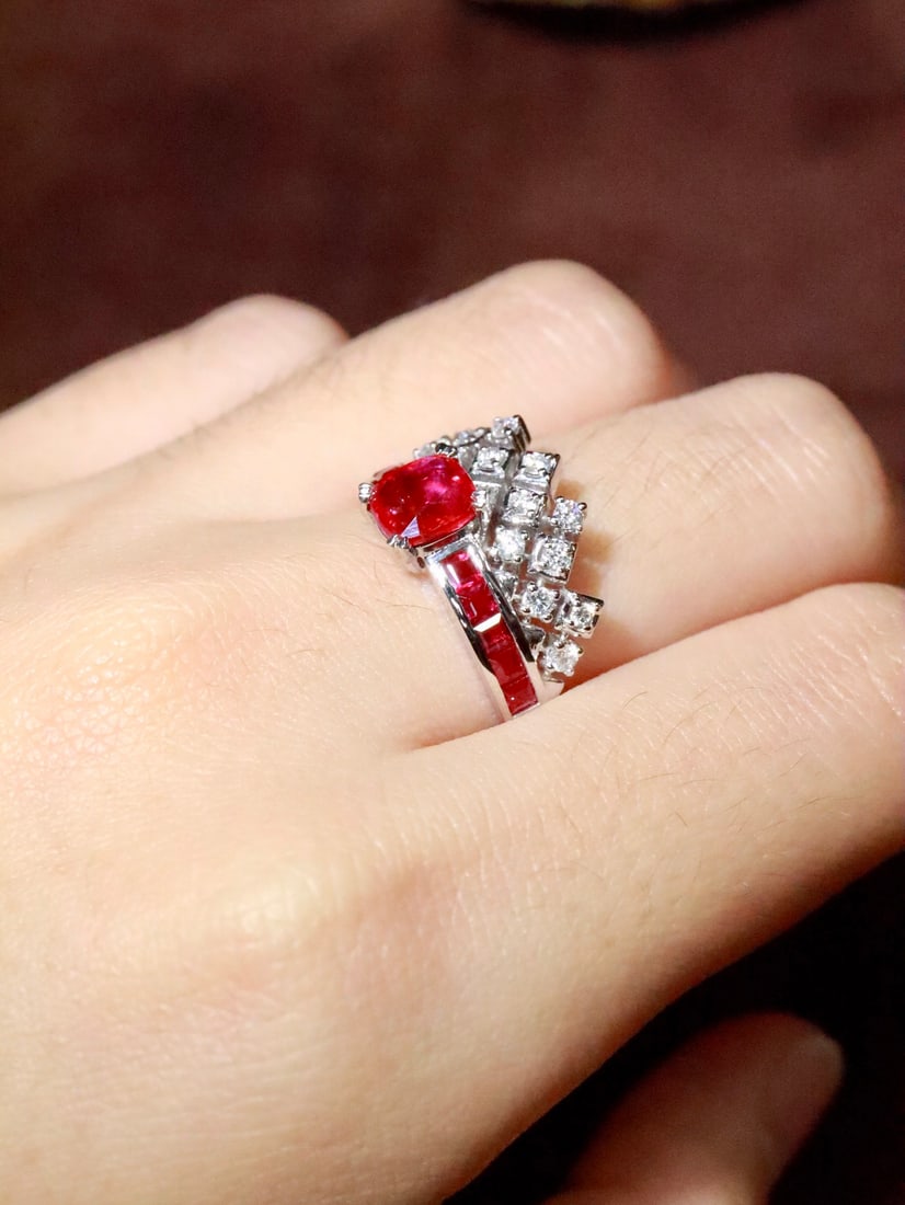 Platinum Natural Ruby Ring - 5