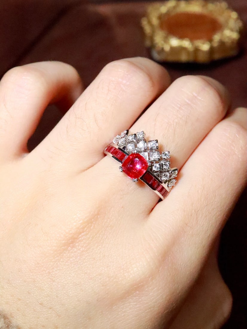 Platinum Natural Ruby Ring - 6