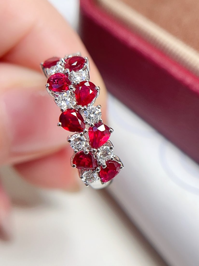 18K Gold Pigeon Blood Red Ruby Ring - 2