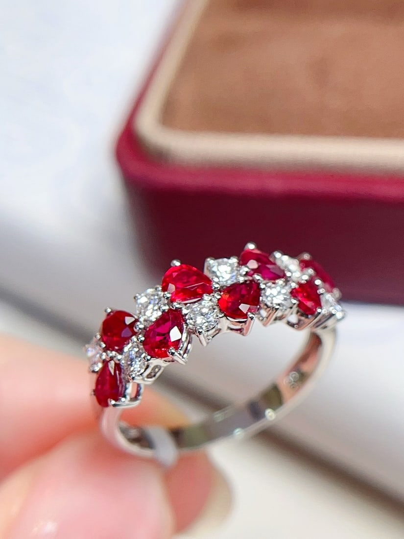 18K Gold Pigeon Blood Red Ruby Ring - 4