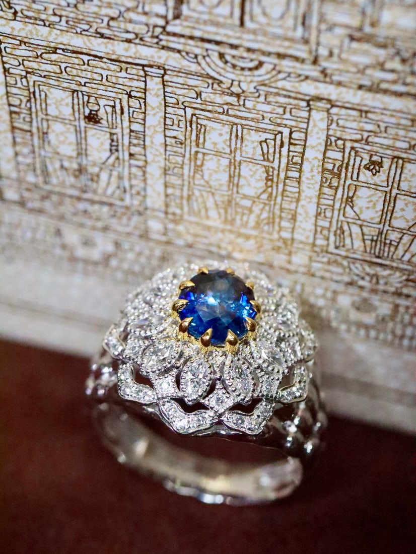 Platinum Natural Sapphire Ring - 2
